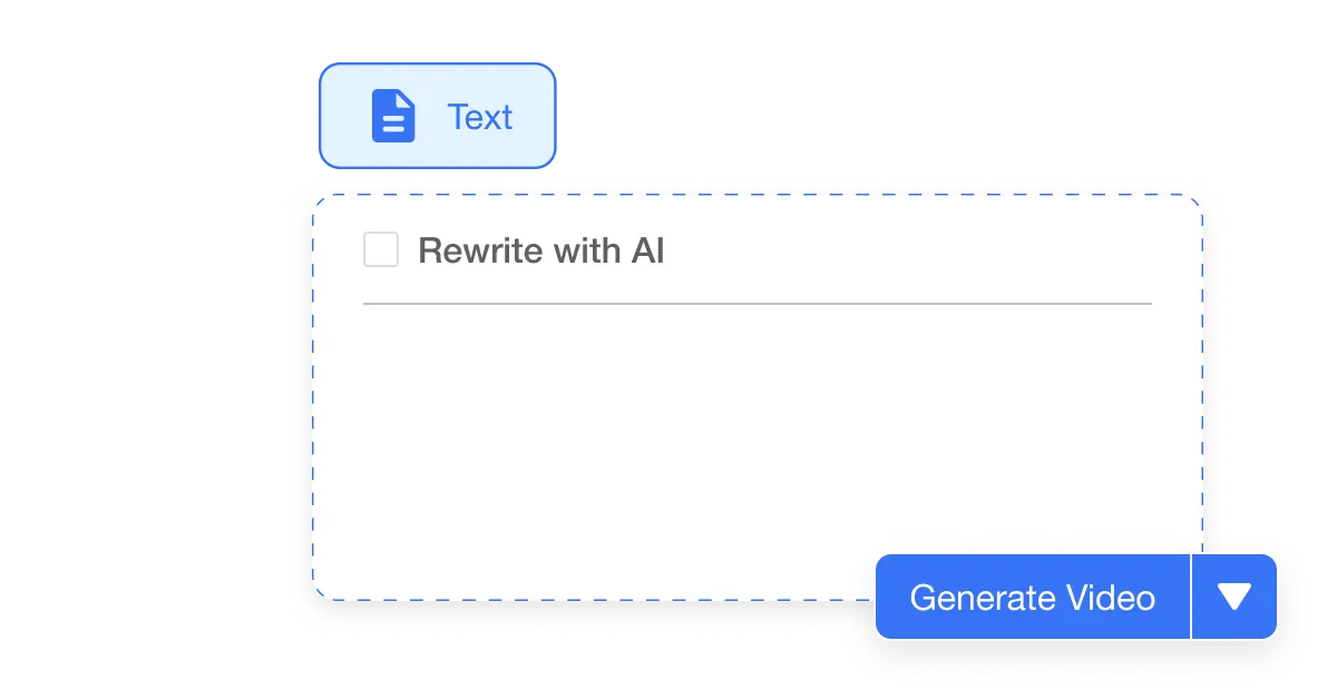 Versatility in script to video conversion interface, enabling direct input of any script format without the 'Rewrite with AI' option, ready for video generation